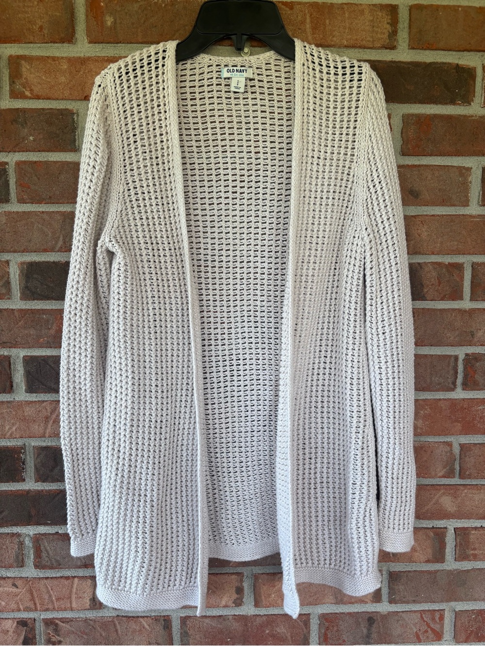 Old Navy Women's Light Cream Open-Front Knit Cardigan